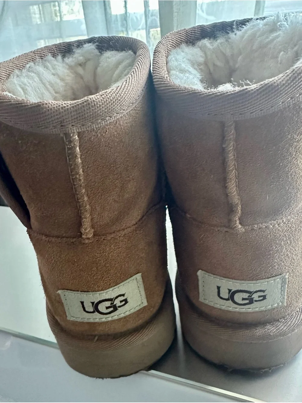 UGG Kids Classic Shearling-Lined Boot in Chestnut, Gently Used Size 1